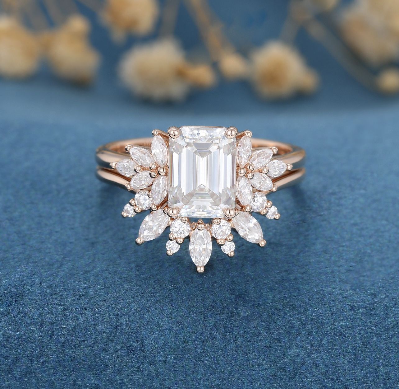 18K Solid White Gold Engagement Ring Size 4
