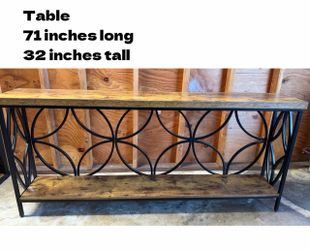 Rustic Wood and Metal Console Table