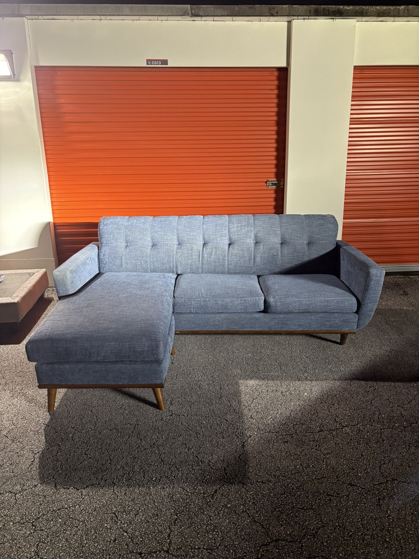 Navy Blue Chaise Sofa *FREE DELIVERY
