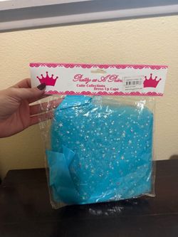 Girls Pretty As A Princess Cutie Collections Dress Up Cape NWT One Size Blue Sparkly