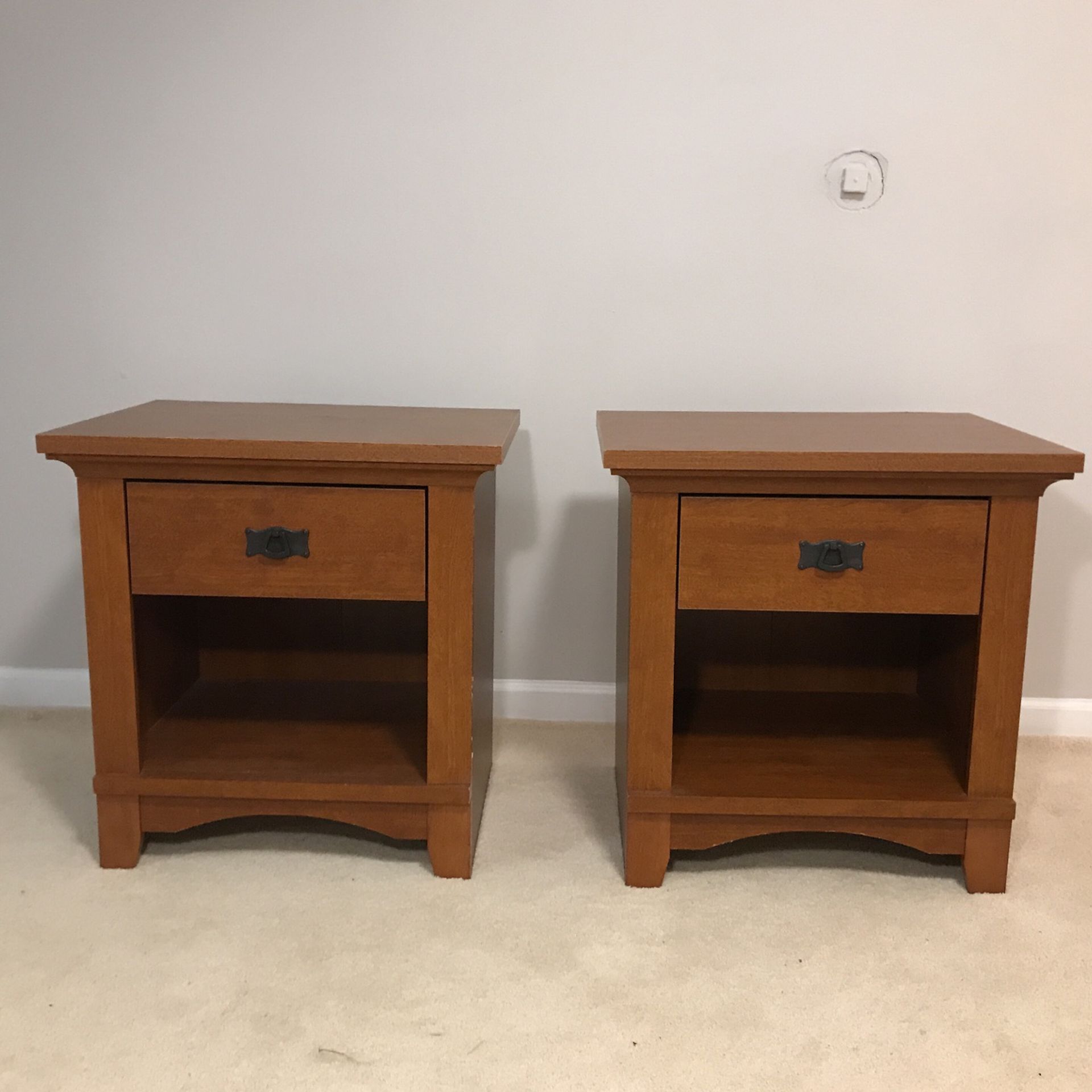 Two Red Wood Craftsman Style End Tables