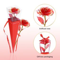 Uxcell Artificial Roses Flower,Flower Gifts with Gift Box for Valentine's ,Red