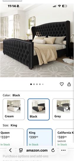 Black King Tufted Upholstered Bed Frame