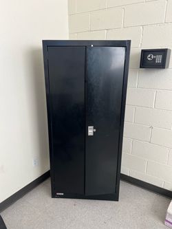 Black Metal Storage Cabinet with Lock