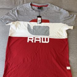 G-Star RAW Graphic T-Shirt Men’s Size L Colorblock Red White Gray New w/ Tags