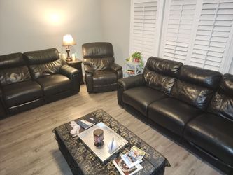 Couch and love seat with recliner