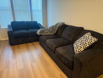 Dark Gray Fabric Sofa and Loveseat Set