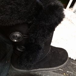 Button Up Suede Boots Black Size 8 New