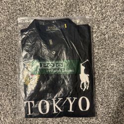 Polo Ralph Lauren Tokyo Embroidered Logo Men's Polo Shirt Black White Red Size M