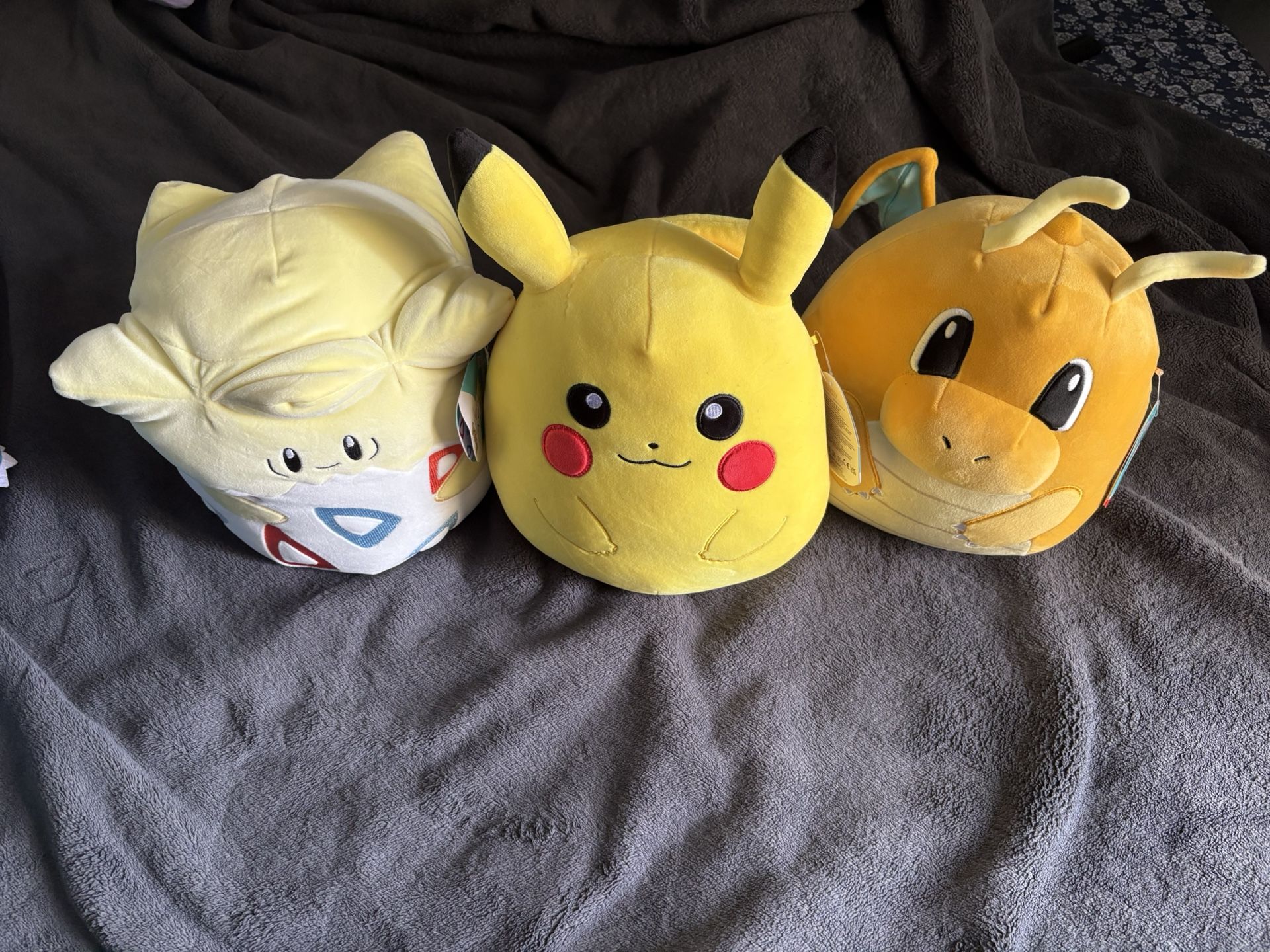 Togepi, Pikachu, Dragonite Squishmallows