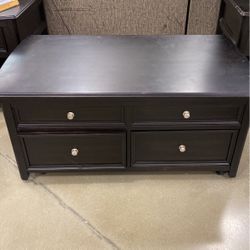 Expresso Finish Cocktail Table With Storage Drawers