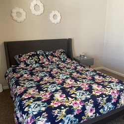 Grey Queen Bed Frame + New Casper Mattress 