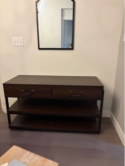 Dark Wood Console Table / Entryway Table with Drawers & Shelves