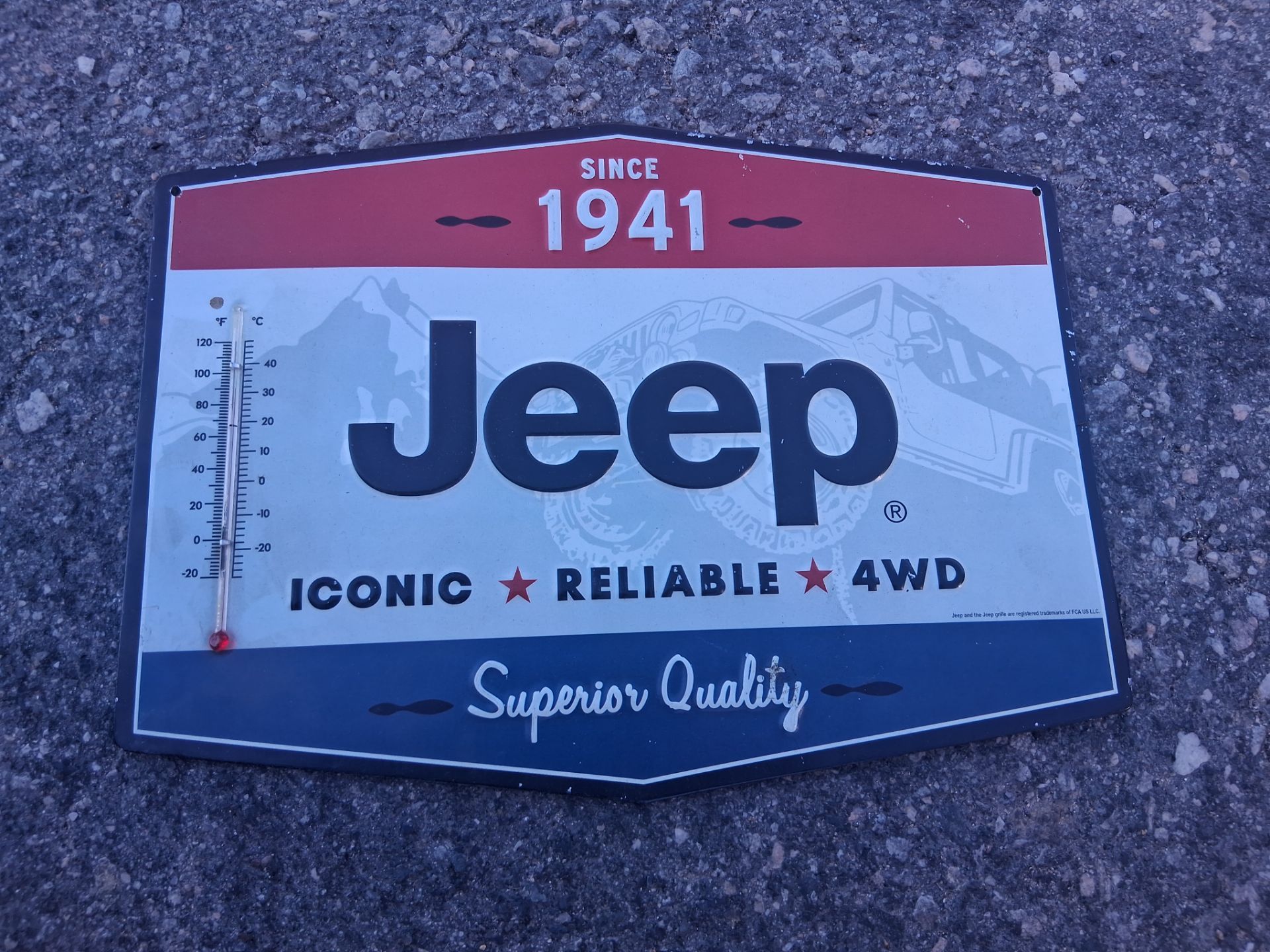 Jeep sign with thermometer