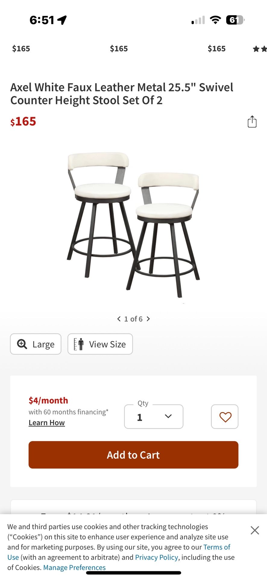METAL SWIVEL COUNTER HEIGHT STOOLS
