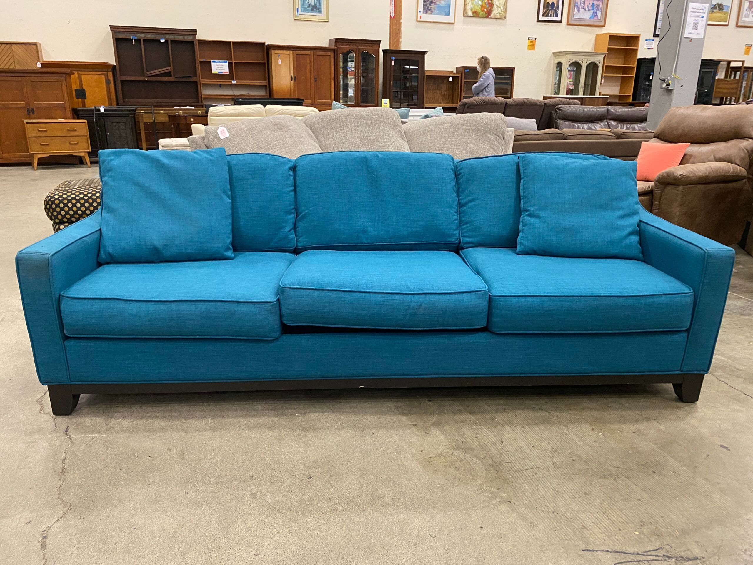 JOHNATHAN LOUIS Turquoise 3 Seat Sofa