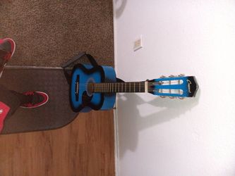 Crescent Guitar Black In Blue Plays Great