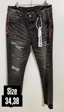 PURPLE BRAND BLACK DISTRESSED PAINT SPLATTER BLACK JEANS NEW COLLECTION