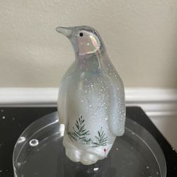 Fenton Iridescent Glass Hand Painted Penguin Figurine 