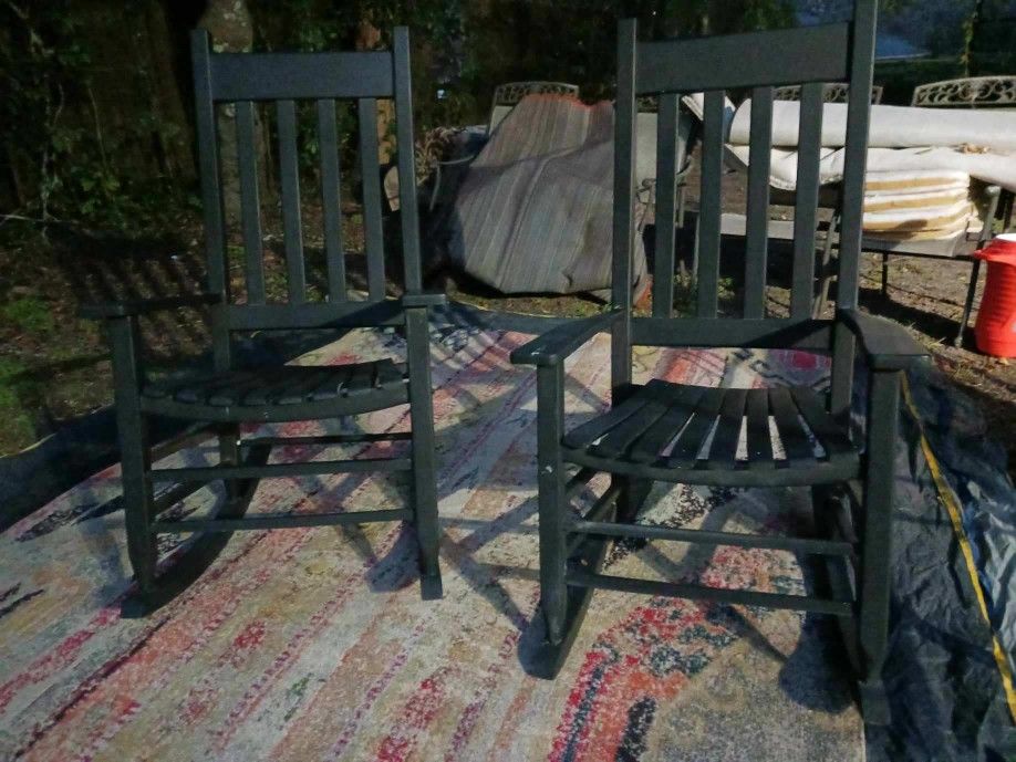 2 BEAUTIFUL WOOD ROCKING CHAIRS!