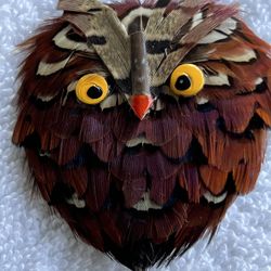 Feathered Owl Brooch