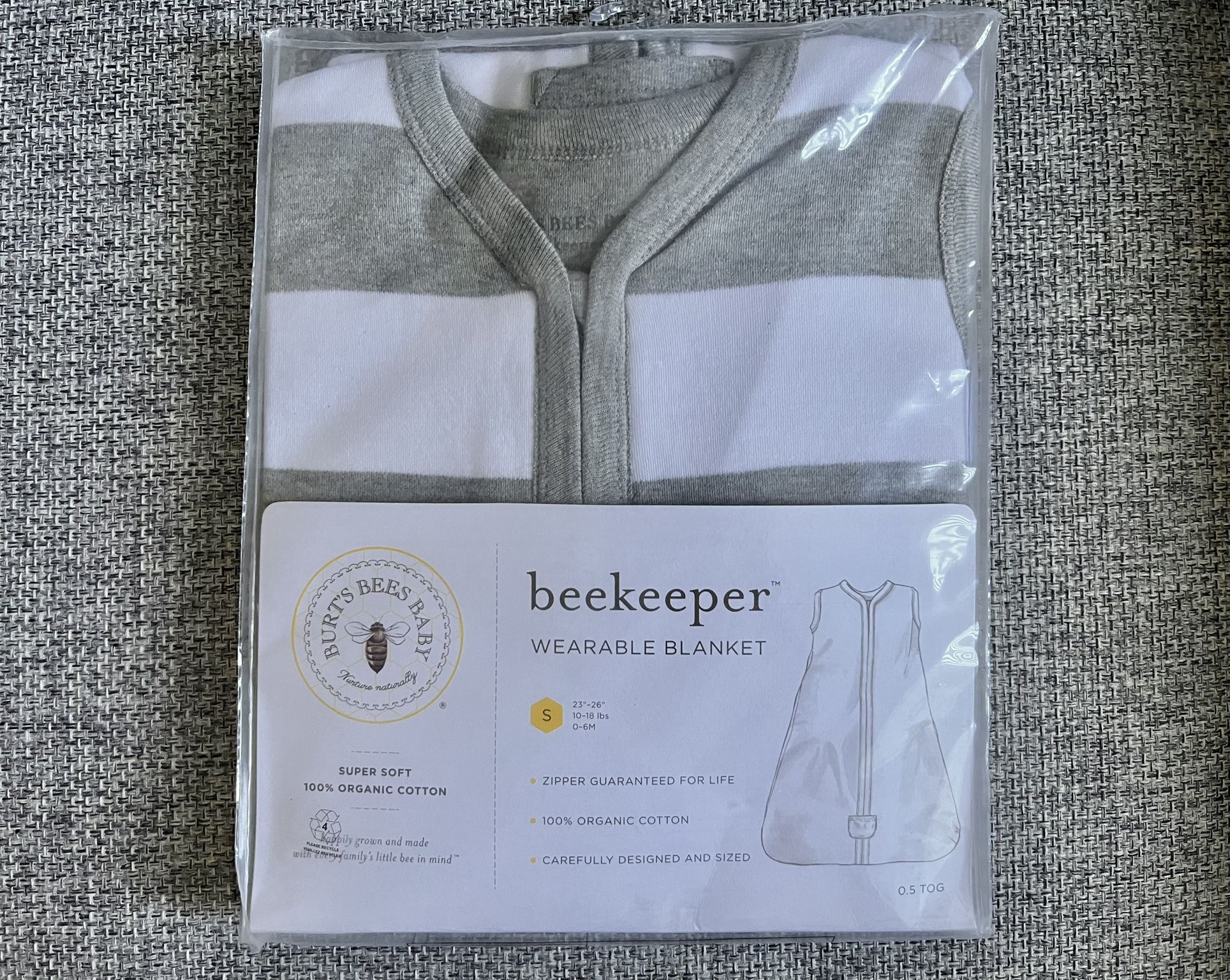 Brand New Burt’s Bees Organic Wearable Baby Blanket, Swaddle Transition Sack - Light Weight 0.5 TOG, Size Small