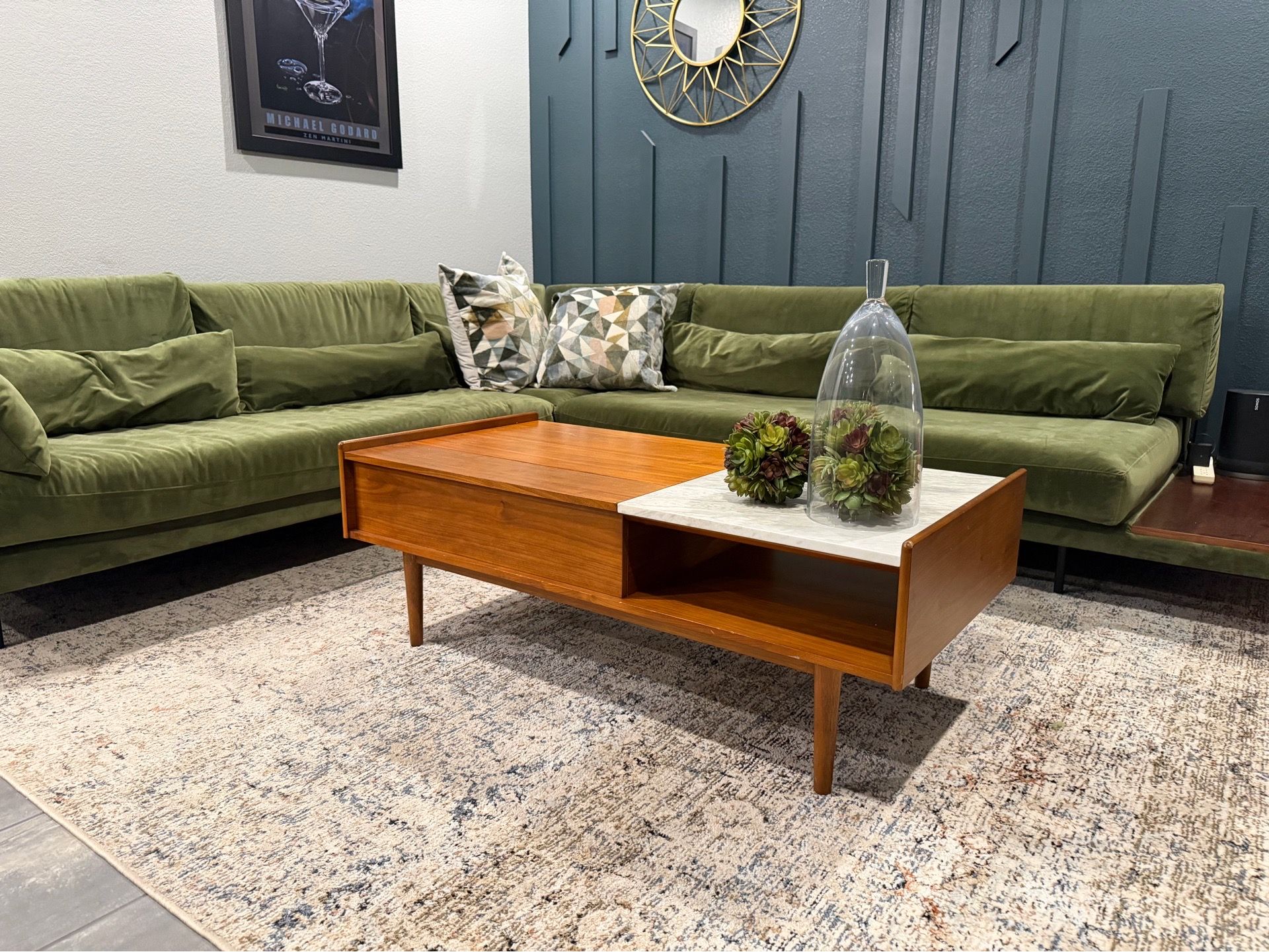 West Elm / Mid-Century Marble Pop-Up Coffee Table
