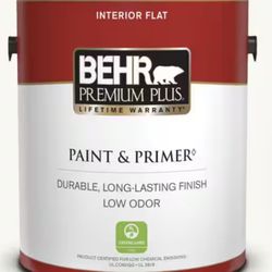 BEHR Premium Plus Paint And Primer 1 Gallon, and brushes
