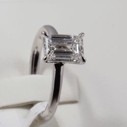 New Emerald-Cut Solitaire Diamond Ring.  2 carats, IGI certified lab grown
