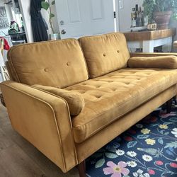 Ginger Velvet Square Arm Sofa Loveseat - 58”