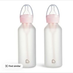 Munchkin Bond Silicone Glass Bottles (Pink) - 8 Oz