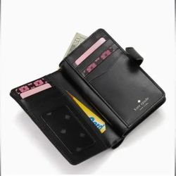 Kate spade  Staci saffiano Medium black leather wallet 
