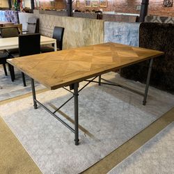  Industrial Wood Metal Dining Table