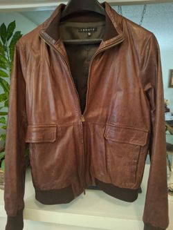 Theory Brown Leather Bomber Jacket owned by James Darren