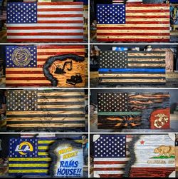 Customizable Wooden American Flags