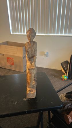 African Tribal Folk Art Hand Carved Wood statue