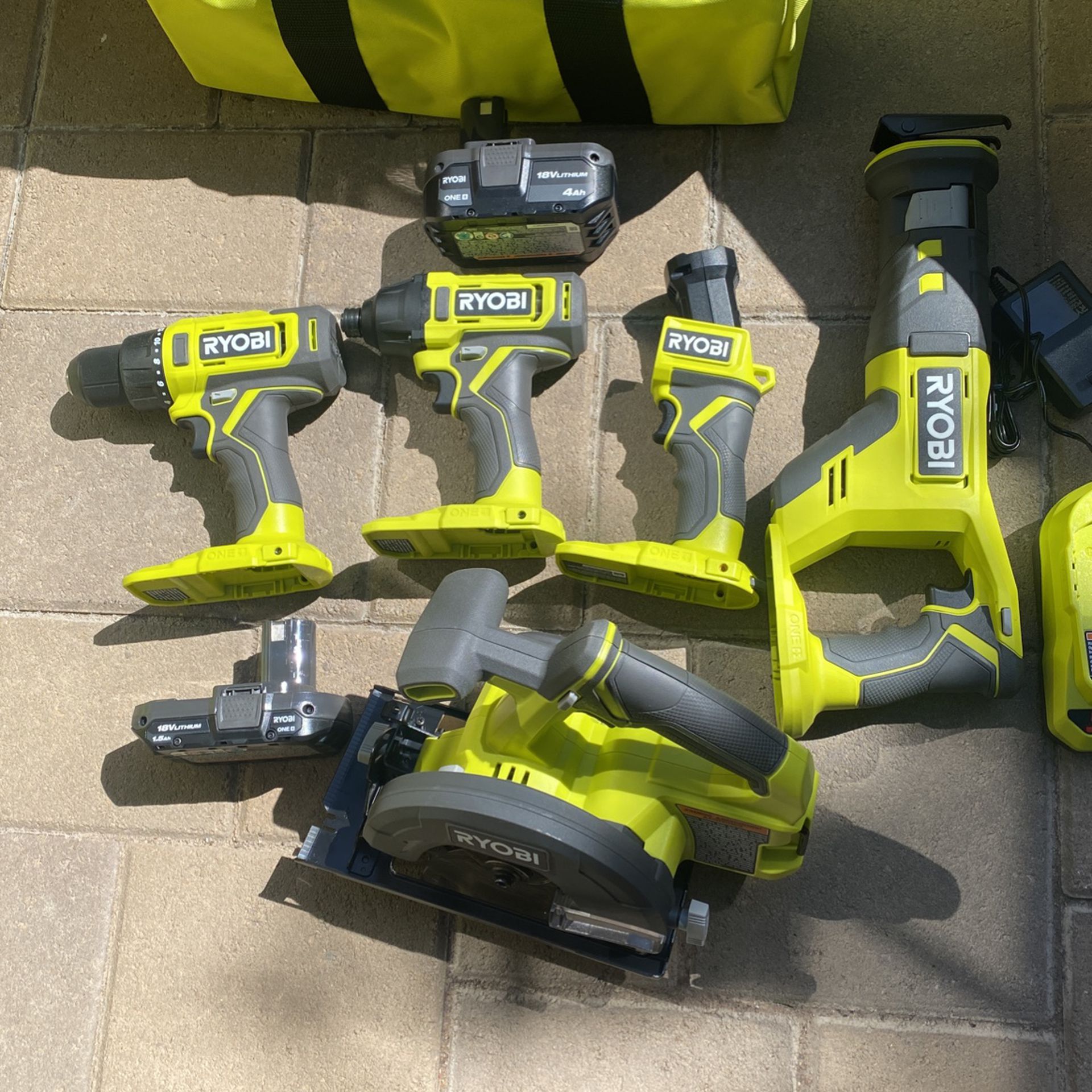 RYOBI ONE+ 18V Cordless 5-Tool Combo Kit with 1.5 Ah Battery, 4.0 Ah  Battery, and Charger for Sale in Huntington Beach, CA OfferUp