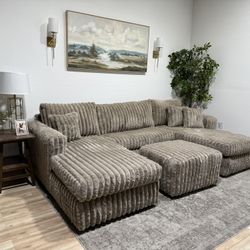 Sectional Couch Double Chaise & Ottoman