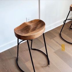 Two Solid Wood Stools