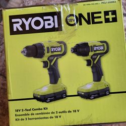 Ryobi ONE+ 18V Cordless 2-Tool Combo Kit with Drill/Driver, Impact Driver, (2) 1.5 Ah Batteries, and Charger
