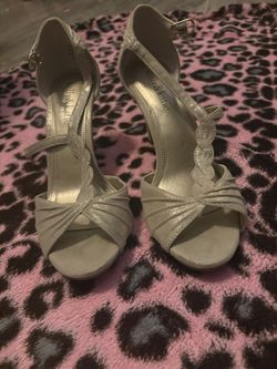 cream colored glitter heels