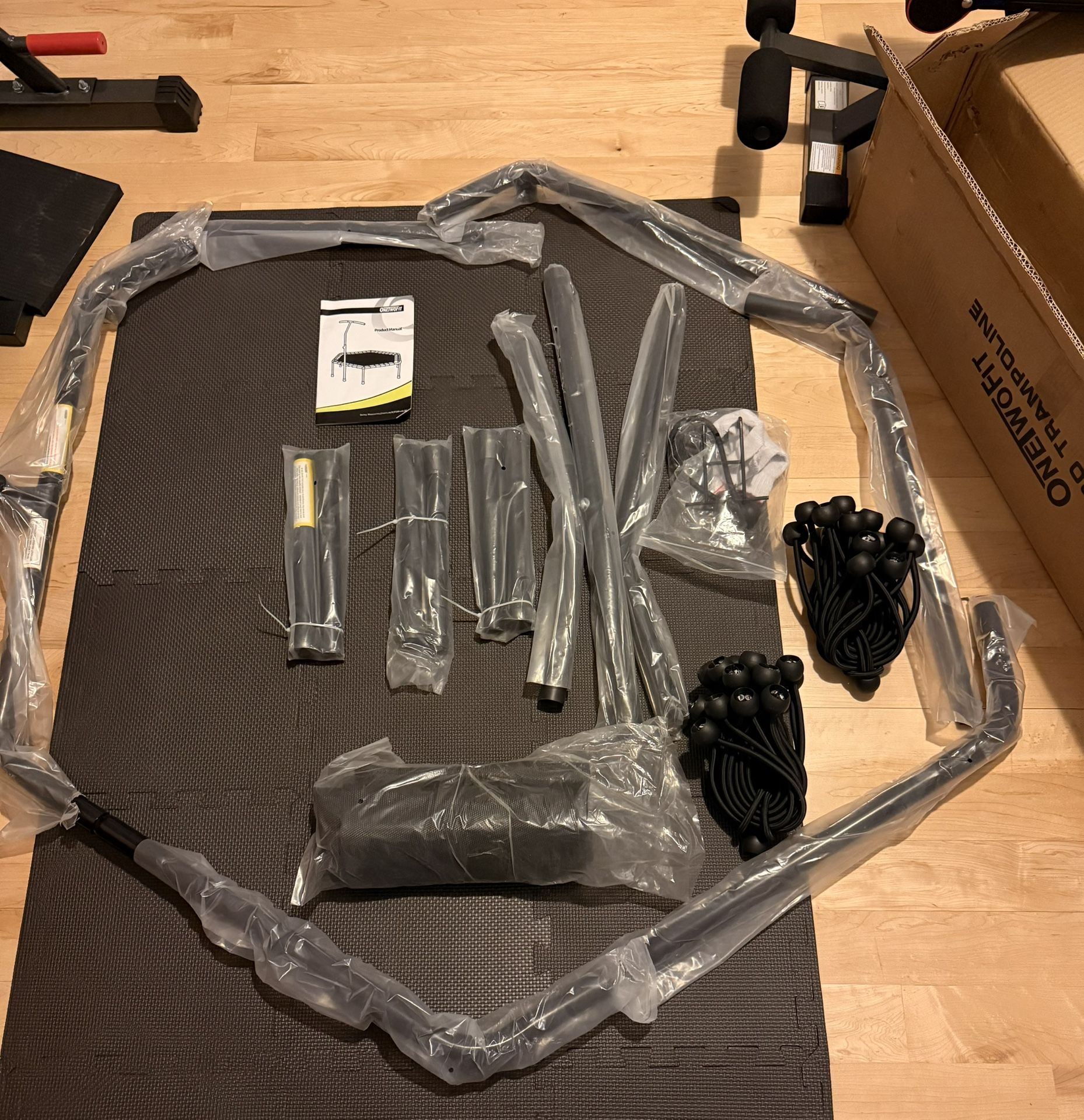 NEW 48" Silent Mini Fitness Trampoline with Adjustable Handle Bar Rebounder Cardio