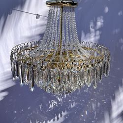 FRENCH EMPIRE CRYSTAL CASCADING INSPIRED CHANDELIER LIGHTING FIXTURE