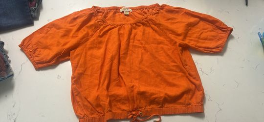 Michael Kors Orange Linen Blouse L