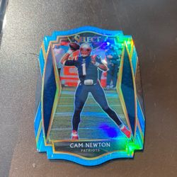 2020 Panini Select Cam Newton Die-Cut Blue Prizm Premier Level #136