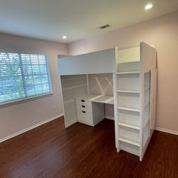 Twin Loft bed with desk Closet and Drawer