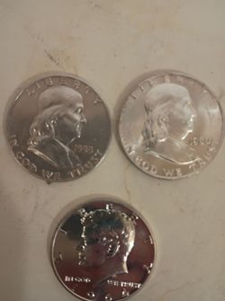 1953,1960 franklin and 1964 Kennedy 90% silver half dollars