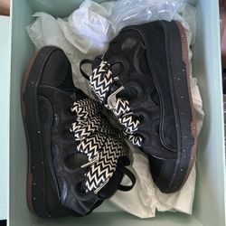 Lanvin | Leather Curb Sneaker - Black/Gum Bottom