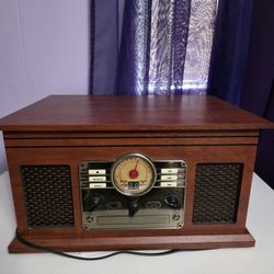 Victorola Wooden Music Center Vinyl Record Player