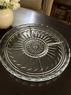 Crystal Cut Glass Divided Serving Tray